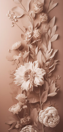 Beautiful delicate flowers for wallpaper background. Digital art. Generative Aiの素材