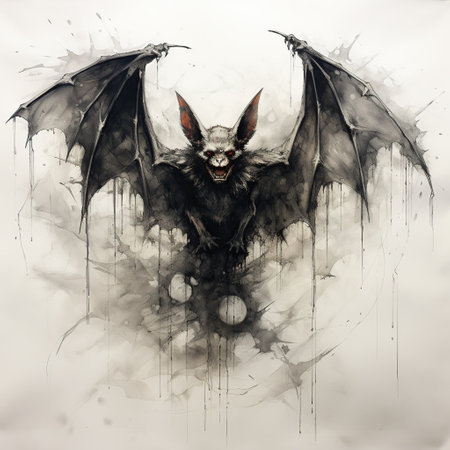 Watercolor drawing of a scary bat, Halloween element. Generative Aiの素材