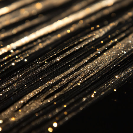 Abstract gold strips on a black backgroundの素材
