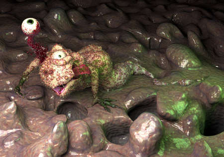 Cute, disgusting virus 3D illustration の写真素材