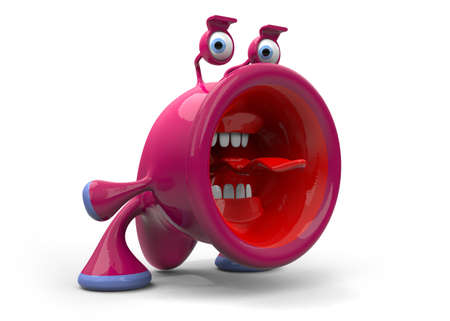 Angry, scary, cute Japanese kawaii style character 3D illustrationの写真素材