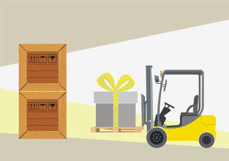 Forklift and gift boxのイラスト素材