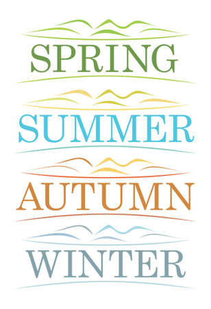 Beautiful and classic season titles with simple illustrationsのイラスト素材