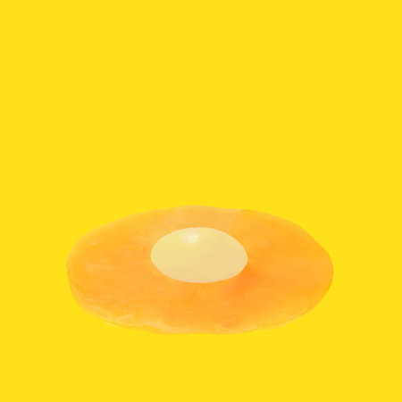 Sunny side up inverse egg concept. Illuminating yellow background