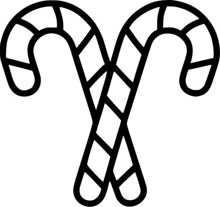 Candy canes in outline icon style, christmas theme.のイラスト素材