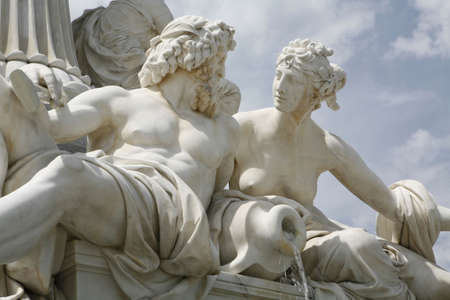 statue before austrian parliamentの写真素材