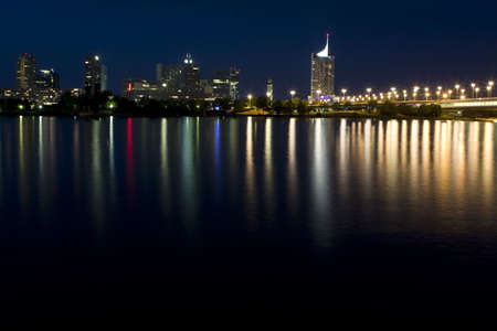 Skyline of Vienna at the danubeの写真素材