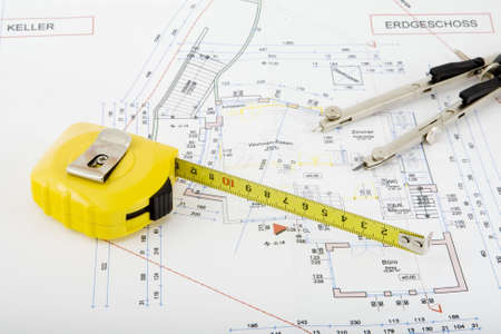Building plan for the construction of a house