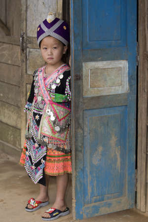Laos Hmong girl in traditional clothesの写真素材