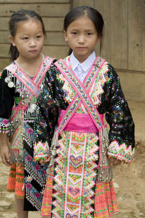 Laos Hmong girl in traditional clothesの写真素材
