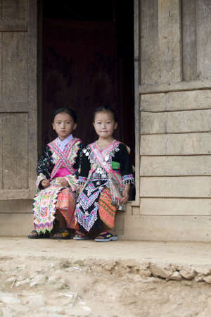 Laos Hmong girl in traditional clothesの写真素材