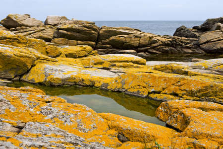 stony coast at the Baltic Sea, Bornholm, Denmarkの写真素材