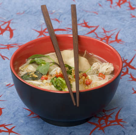 noodle soup asian with chopsticks