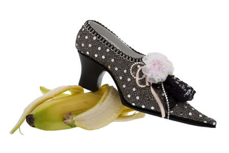 Lady shoe, slip on bananaの写真素材