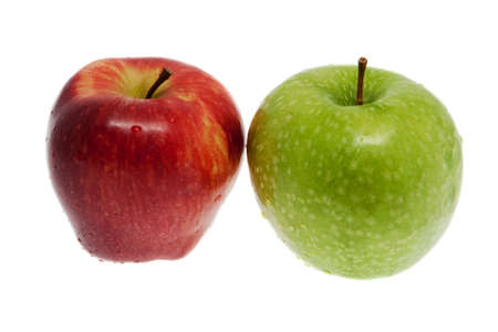 fresh red and green appleの写真素材