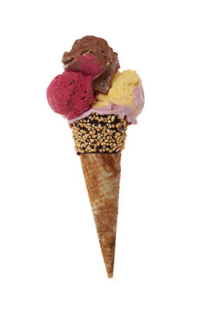 italian ice-cream on waffle basket
