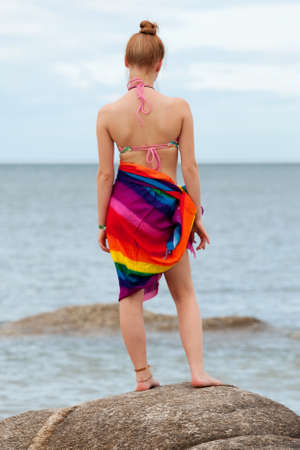 Woman on the beachの写真素材