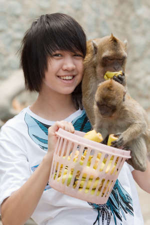 girl with monkey