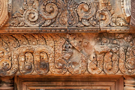 Khmer relief in Banteay Sreiの写真素材