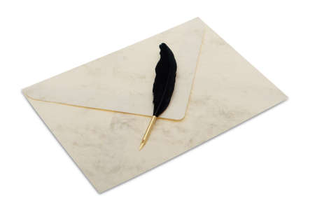 Envelope with quillの写真素材