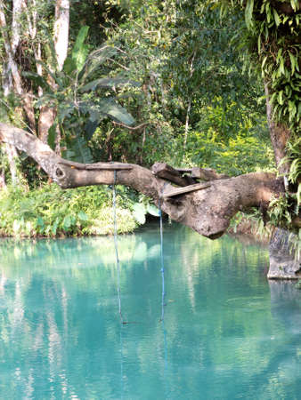 blue lagoon in Vang Vieng, Laosの写真素材