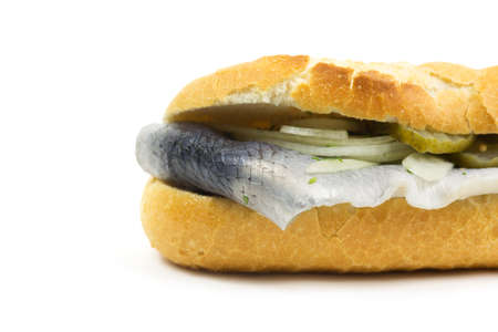 Baguette with fishの写真素材