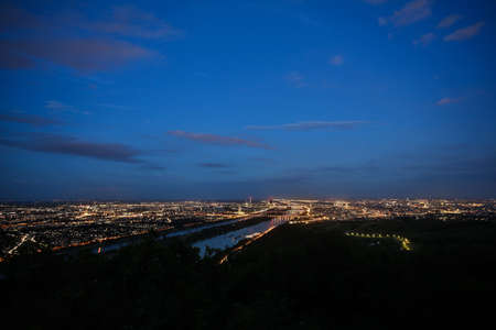 Vienna, aerial view at nightの写真素材