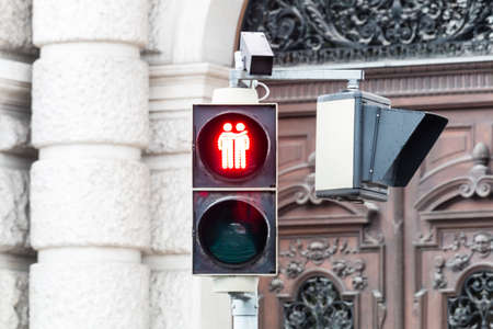 Traffic light Vienna for more toleranceの写真素材