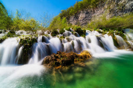 Plitvice Lakes With Waterfallの写真素材