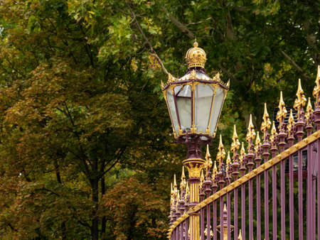 Historic Fence With Lantern, old architecture from hapsburg dynasty in Viennaの写真素材