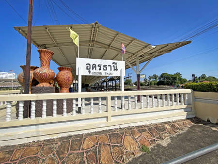 Udon Thani, Thailand - November 25, 2019: Railway Station of Udon Thani is located at Mak Khaeng Subdistrict near the daily night marketのeditorial素材