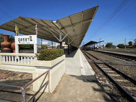 Udon Thani, Thailand - November 25, 2019: Railway Station of Udon Thani is located at Mak Khaeng Subdistrict near the daily night marketのeditorial素材