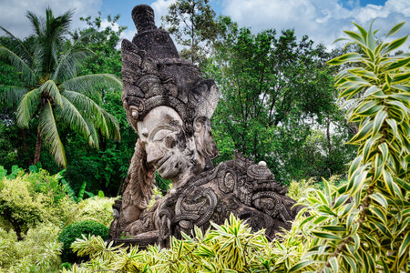 Buddhist Figurine, outdoor sculpture of asian cultureの写真素材