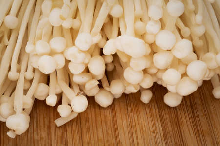Enoki Mushroom, close up and studio shot of fungusの写真素材