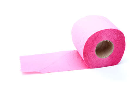 Pink toilet paper isolated on the white background