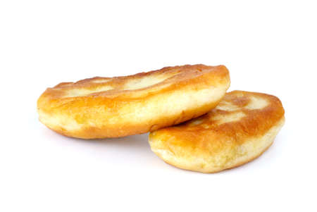 Two fried pies isolated on the white backgroundの写真素材
