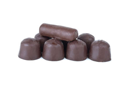 Some different chocolate candies isolated on the white backgroundの写真素材