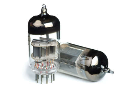Two old vacuum tubes isolated on the white background