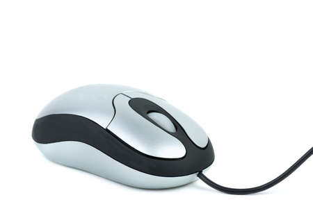 Small silver computer mouse isolated on the white background