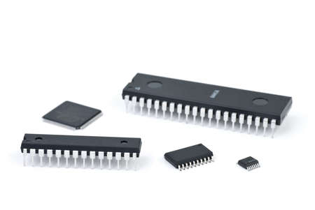 Few microchips  isolated on the white background