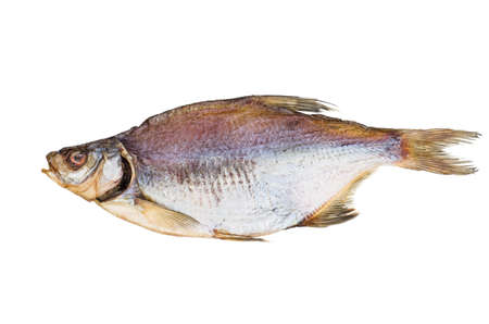 Naturally dried bream fish isolated on white background