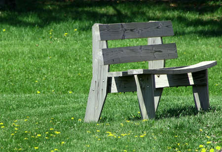 old warped wooden park bench