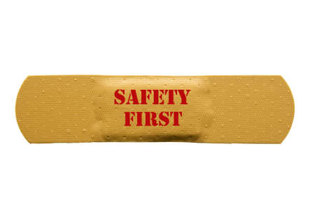 adhesive bandage featuring safety first logo with clipping path at original sizeの写真素材