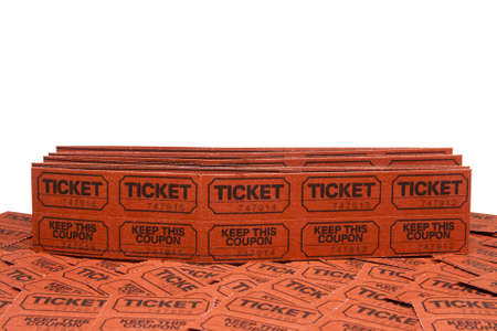 stack of raffle tickets on white with room for copy-spaceの写真素材