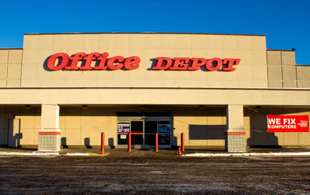 RIVER FALLS,WISCONSIN-FEBRUARY 02,2014: Office Depot storefront. Office Depot is a leading global...