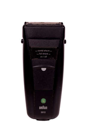 RIVER FALLS,WISCONSIN-MAY 09, 2014: A Braun electric shaver and trimmer. Braun is a German consumer products company based in Kronberg,Germany.のeditorial素材