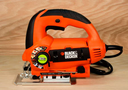 RIVER FALLS,WISCONSIN-MARCH 21,2015: A Black and Decker jig saw with Accu-Bevel. Black and Decker is...