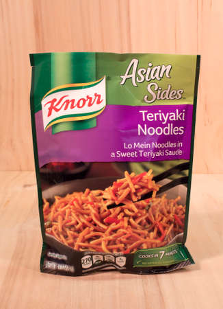RIVER FALLS,WISCONSIN-APRIL 21,2015: A bag of Knorr brand Teriyaki Noodle mix. Knorr is a German brand headquartered in Heilbronn,Germany.のeditorial素材
