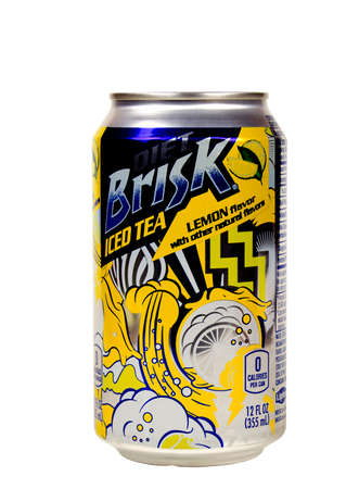 RIVER FALLS,WISCONSIN-SEPTEMBER 16,2015: A can of Brisk brand diet iced tea. Brisk is a joint...
