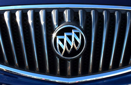 RIVER FALLS,WISCONSIN-SEPTEMBER23,2015: A closeup view of the Buick Automotive emblem. Buick is...